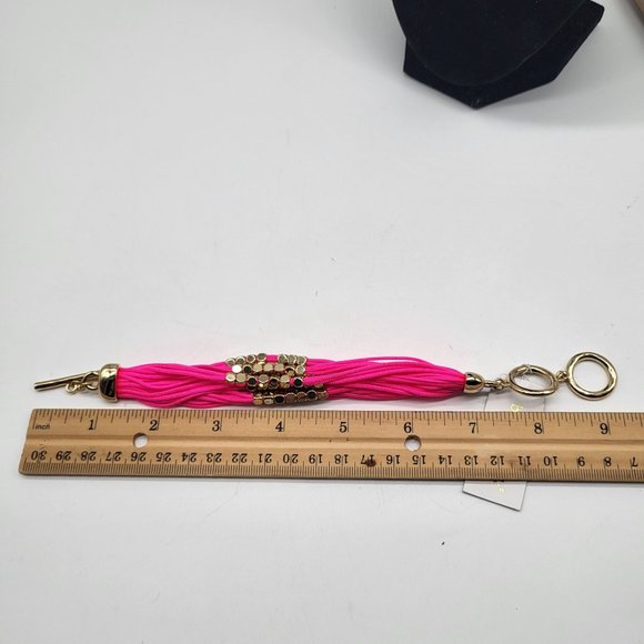 bella jack multi strand hot pink gold tone beaded bracelet barbiecore - Picture 8 of 9